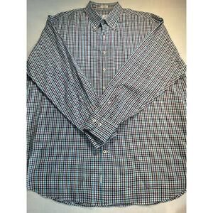 Peter Millar Shirt Men's XXL Blue Tattersall Geometric Cotton Long Sleeve